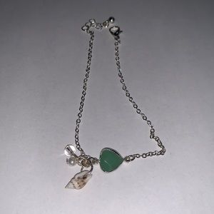 seashell aventurine ankle bracelet silver